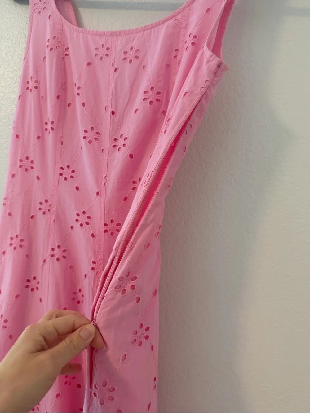 NWT J. Crew Eyelet Embroidered Pink Cotton Midi Dress Size 2